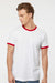 Tultex 246 Mens Fine Jersey Ringer Short Sleeve Crewneck T-Shirt White/Red Model Front