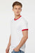 Tultex 246 Mens Fine Jersey Ringer Short Sleeve Crewneck T-Shirt White/Red Model Side