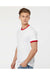 Tultex 246 Mens Fine Jersey Ringer Short Sleeve Crewneck T-Shirt White/Red Model Side