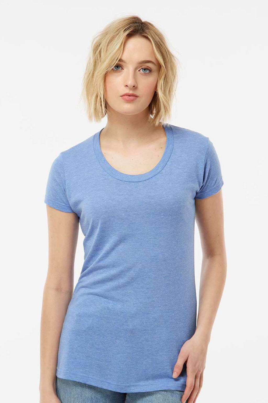 Tultex 253 Womens Short Sleeve Crewneck T-Shirt Athletic Blue Model Front