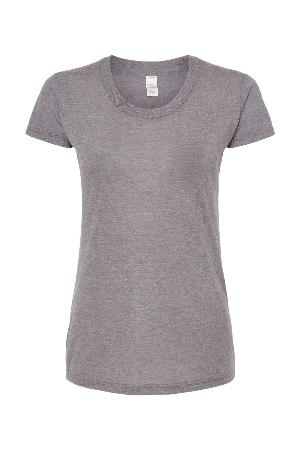 Tultex 253 Womens Short Sleeve Crewneck T-Shirt Heather Grey Flat Front