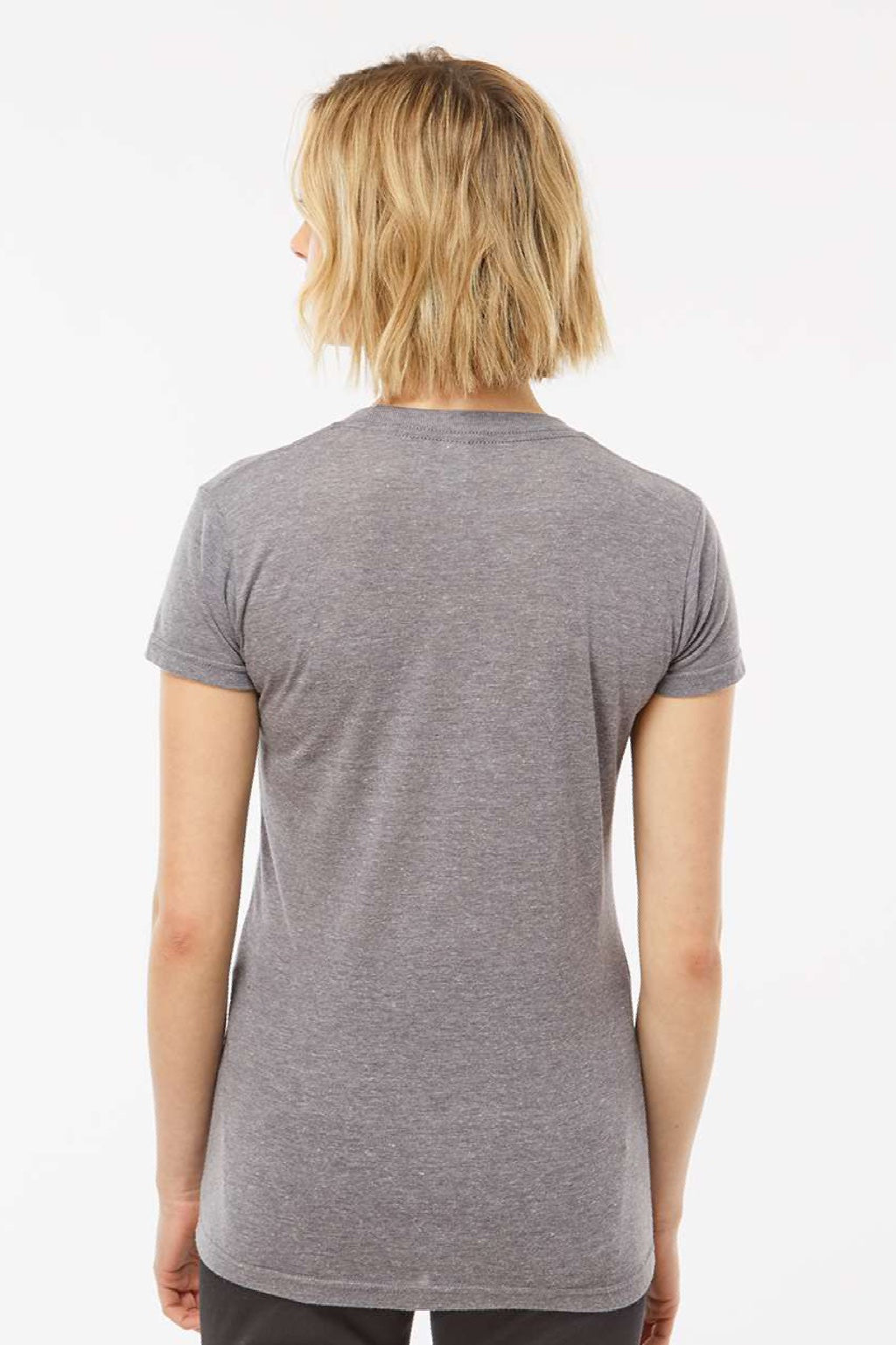 Tultex 253 Womens Short Sleeve Crewneck T-Shirt Heather Grey Model Back