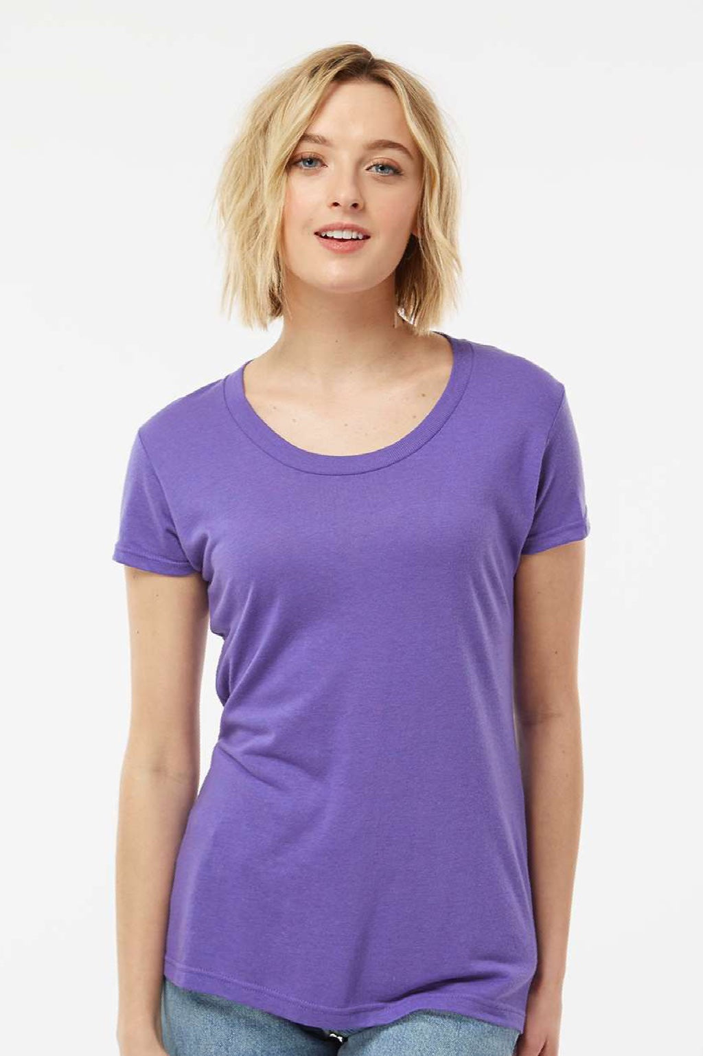Tultex 253 Womens Short Sleeve Crewneck T-Shirt Lilac Purple Model Front