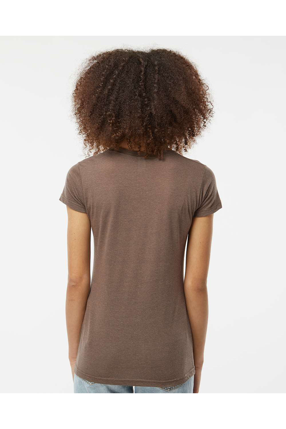 Tultex 253 Womens Short Sleeve Crewneck T-Shirt Mocha Brown Model Back