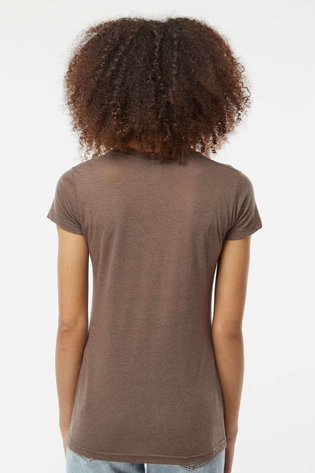 Tultex 253 Womens Short Sleeve Crewneck T-Shirt Mocha Brown Model Back