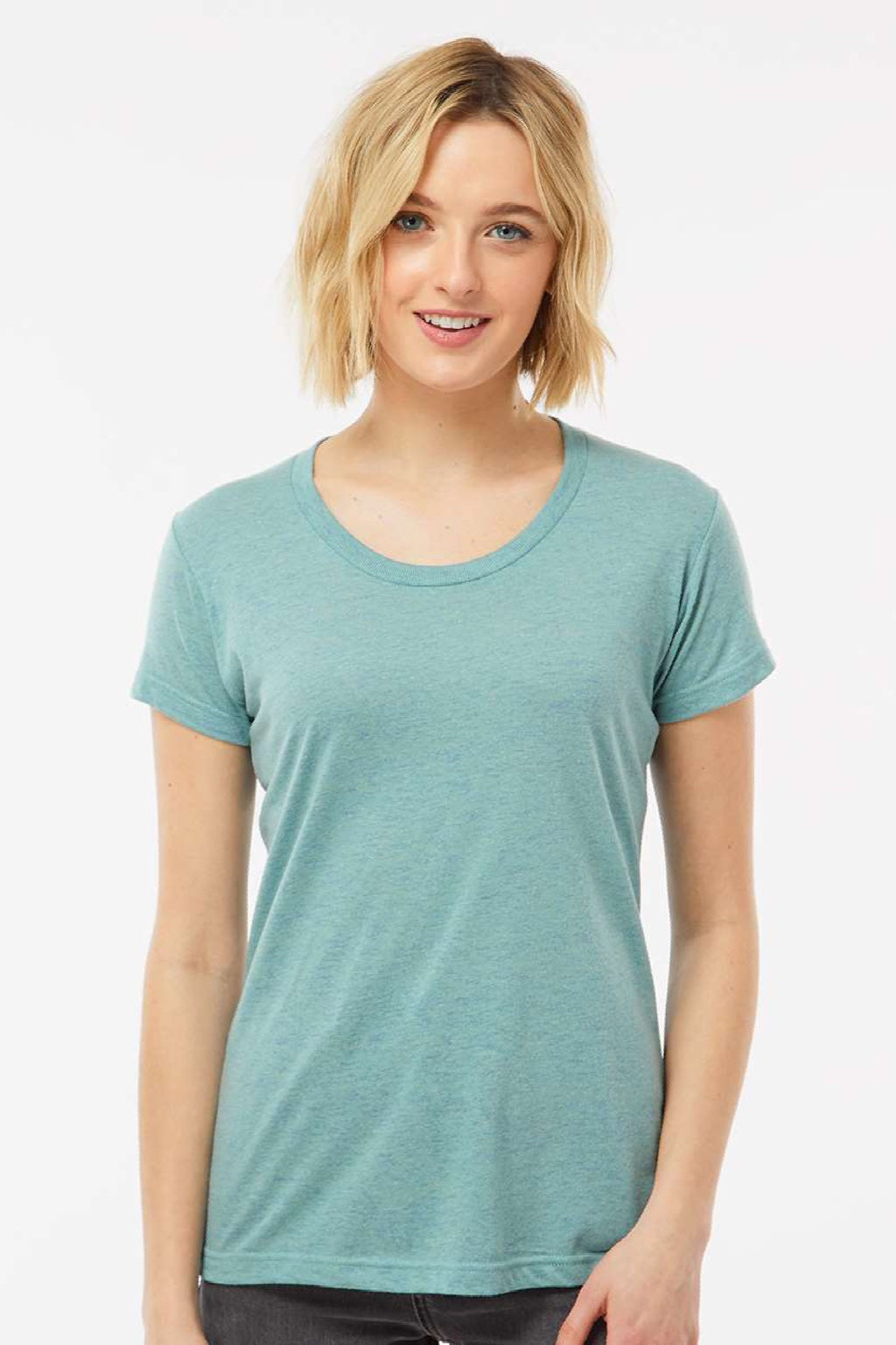 Tultex 253 Womens Short Sleeve Crewneck T-Shirt Seafoam Green Model Front