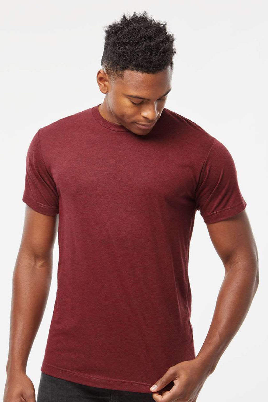Tultex 254 Mens Short Sleeve Crewneck T-Shirt Cardinal Red Model Front