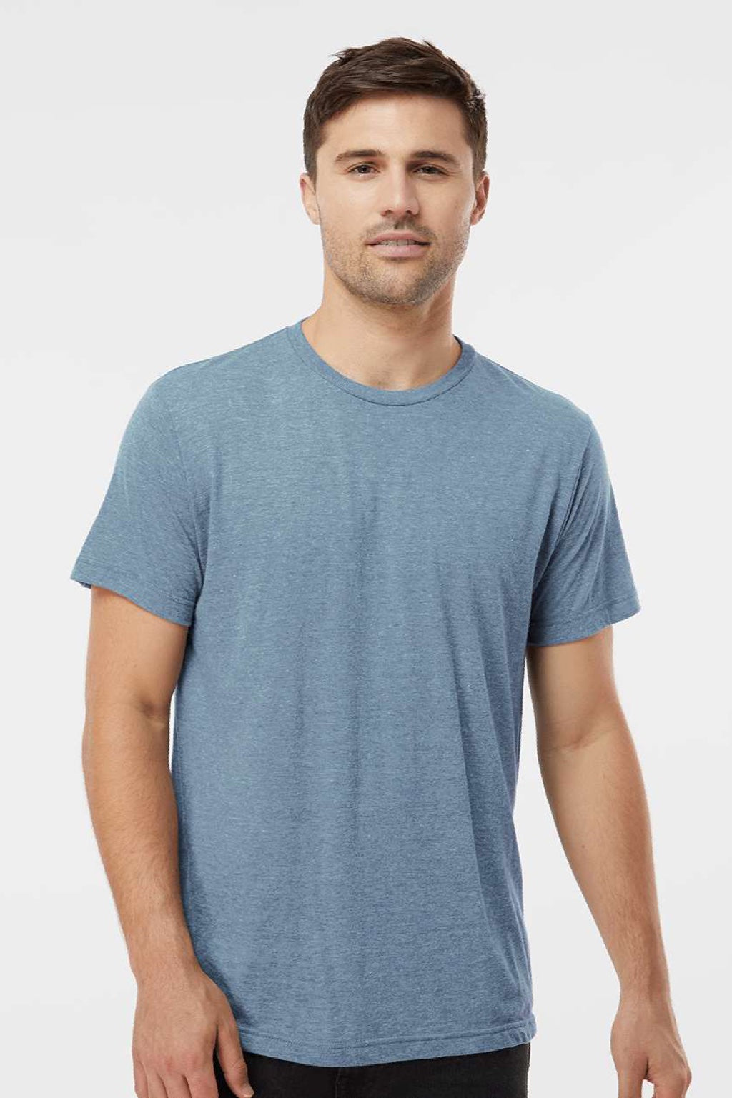 Tultex 254 Mens Short Sleeve Crewneck T-Shirt Denim Blue Model Front