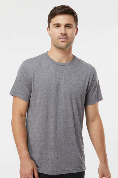 Tultex 254 Mens Short Sleeve Crewneck T-Shirt Heather Grey Model Front