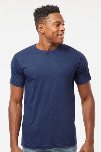 Tultex 254 Mens Short Sleeve Crewneck T-Shirt Midnight Navy Blue Model Front