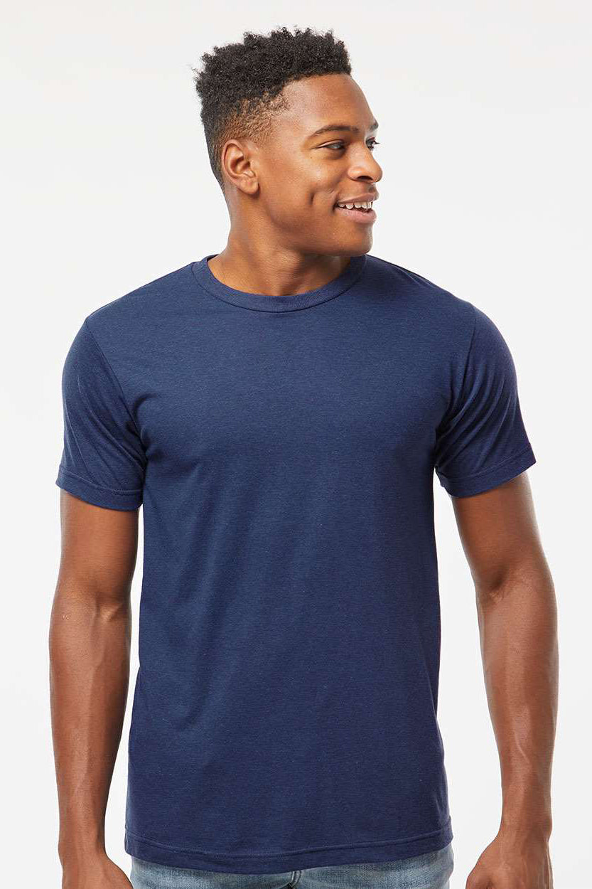 Tultex 254 Mens Short Sleeve Crewneck T-Shirt Midnight Navy Blue Model Front