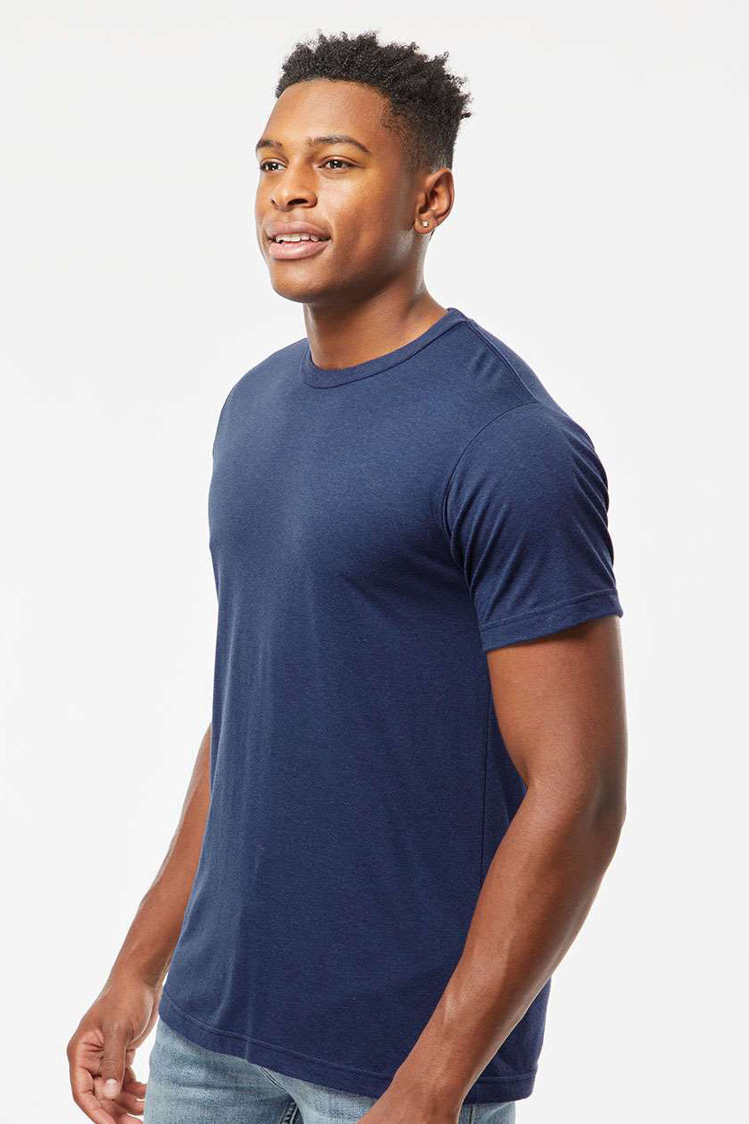 Tultex 254 Mens Short Sleeve Crewneck T-Shirt Midnight Navy Blue Model Side