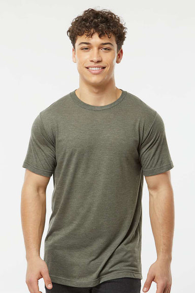 Tultex 254 Mens Short Sleeve Crewneck T-Shirt Military Green Model Front