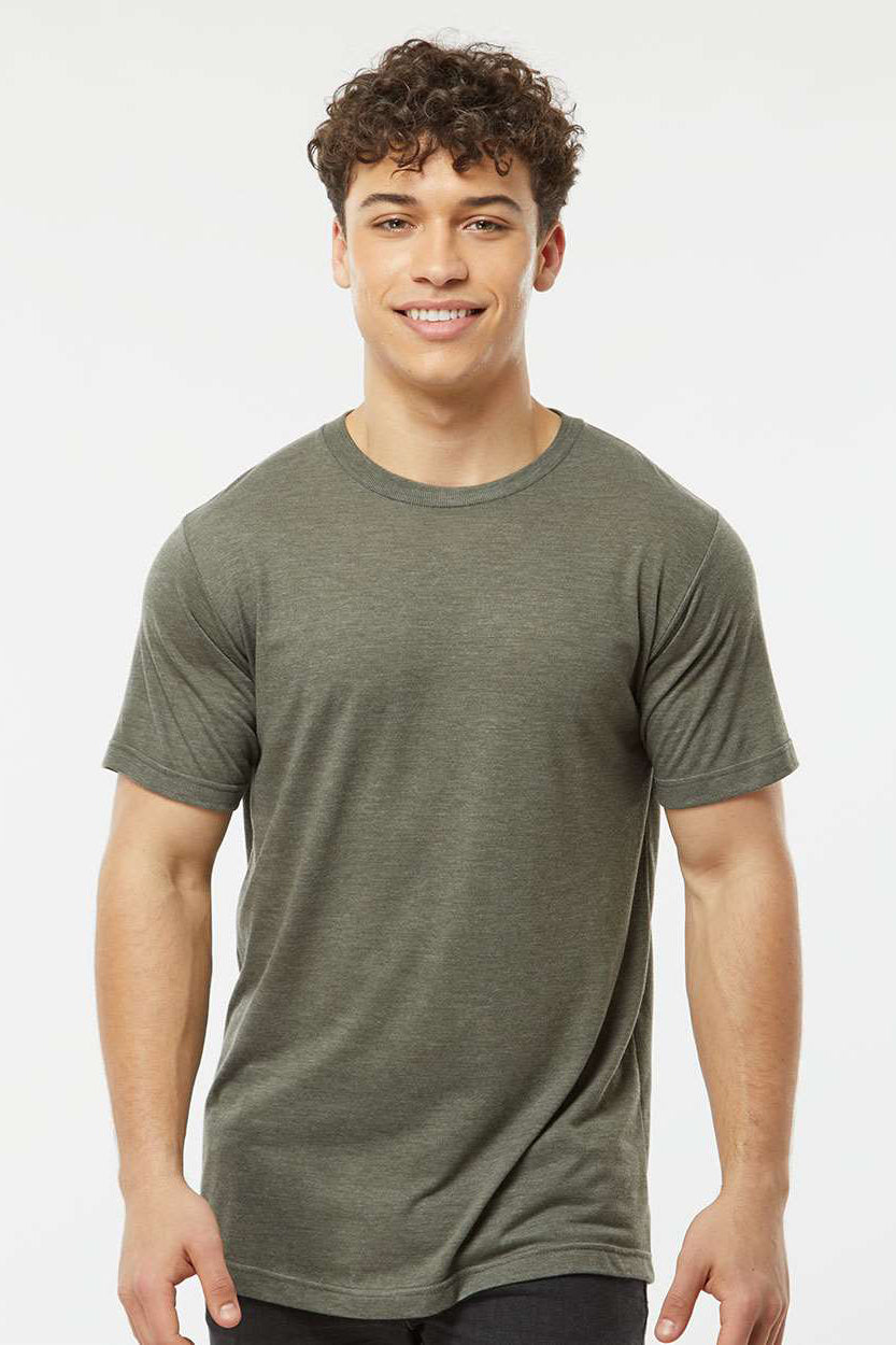 Tultex 254 Mens Short Sleeve Crewneck T-Shirt Military Green Model Front