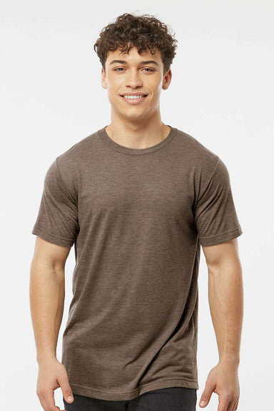 Tultex 254 Mens Short Sleeve Crewneck T-Shirt Mocha Brown Model Front