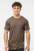 Tultex 254 Mens Short Sleeve Crewneck T-Shirt Mocha Brown Model Front