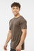 Tultex 254 Mens Short Sleeve Crewneck T-Shirt Mocha Brown Model Side