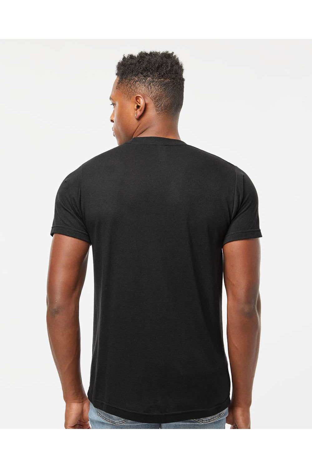 Tultex 254 Mens Short Sleeve Crewneck T-Shirt Black Model Back