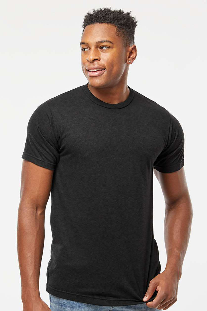 Tultex 254 Mens Short Sleeve Crewneck T-Shirt Black Model Front