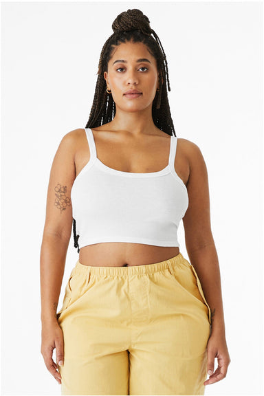 Bella + Canvas BC1012/1012 Womens Micro Ribbed Scoop Tank Top White Model Front
