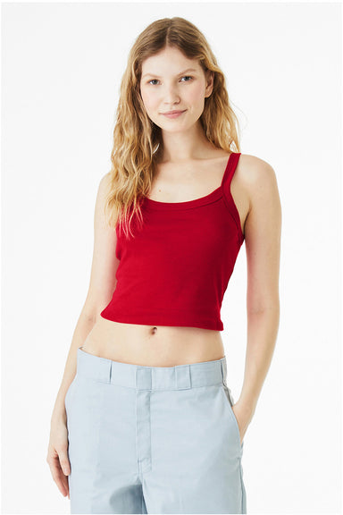 Bella + Canvas 1012BE Womens Micro Ribbed Scoop Tank Top Red Model Front