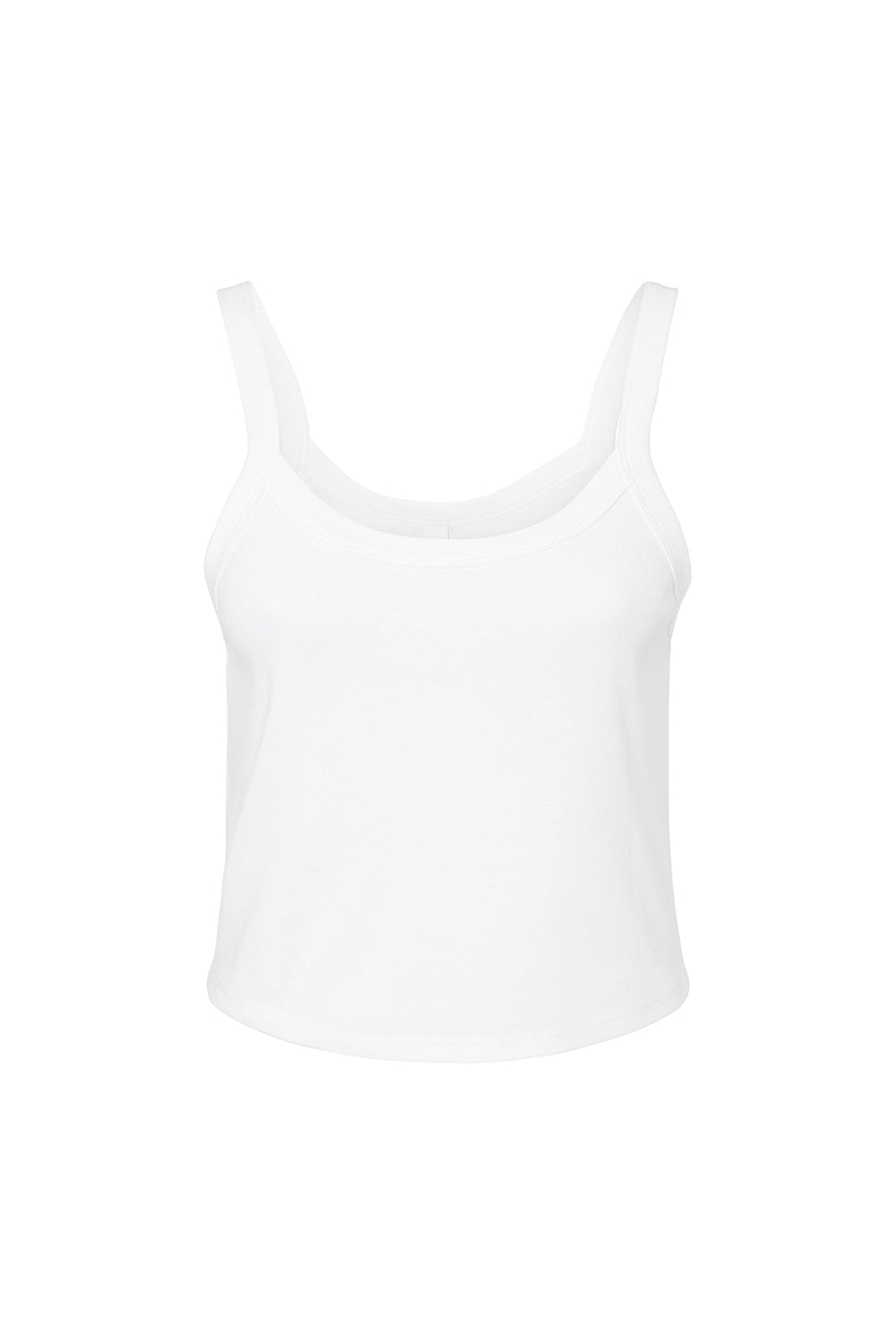Bella + Canvas 1012BE Womens Micro Ribbed Scoop Tank Top White Flat Front