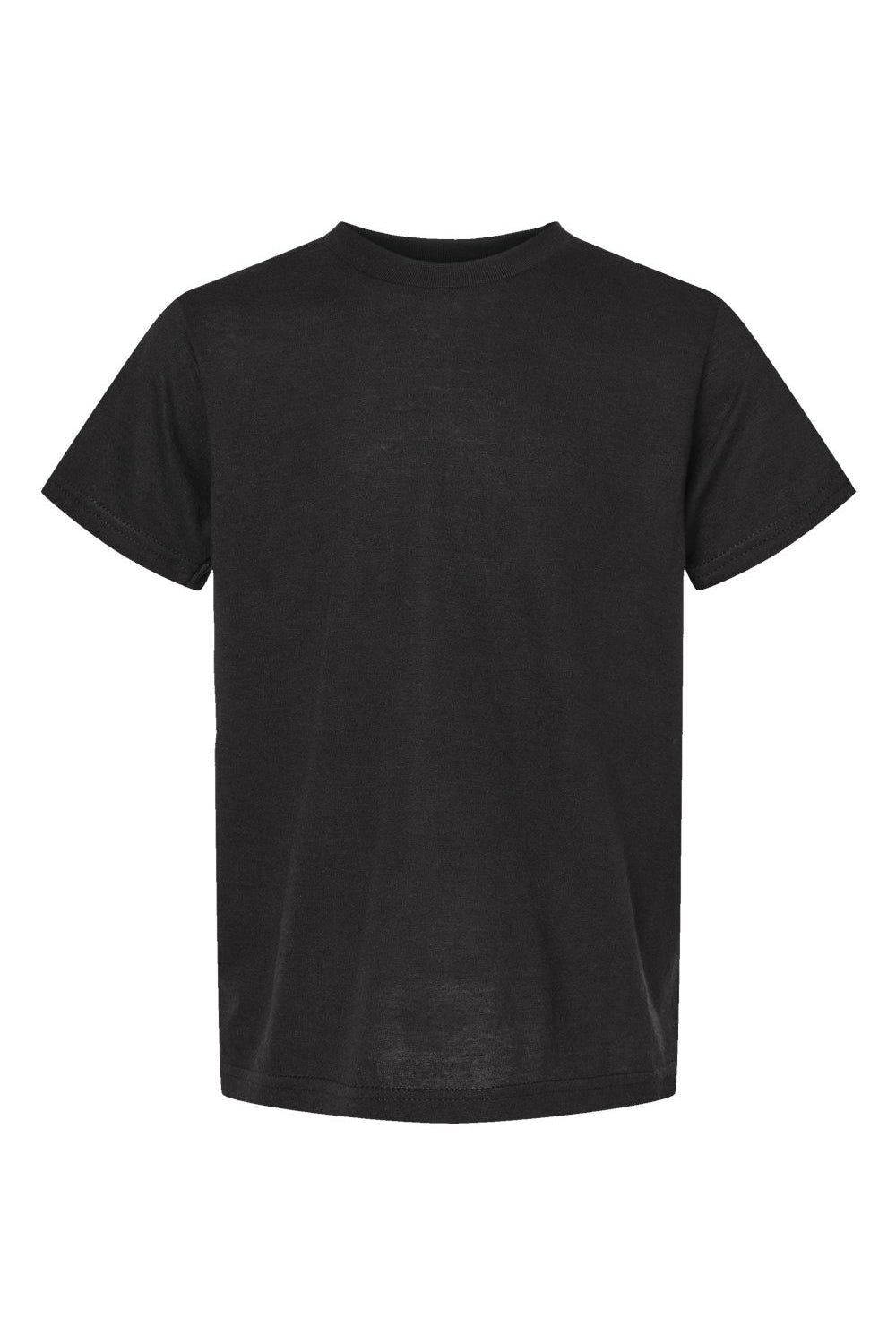 Tultex 265 Youth Poly-Rich Short Sleeve Crewneck T-Shirt Black Flat Front