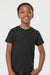 Tultex 265 Youth Poly-Rich Short Sleeve Crewneck T-Shirt Black Model Front