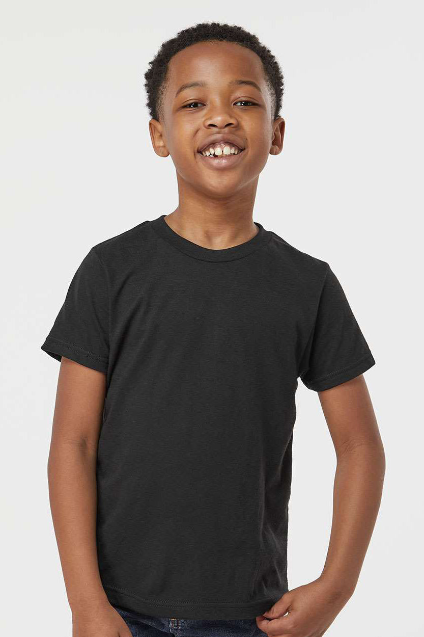 Tultex 265 Youth Poly-Rich Short Sleeve Crewneck T-Shirt Black Model Front