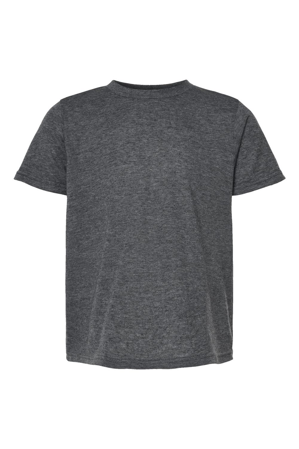 Tultex 265 Youth Poly-Rich Short Sleeve Crewneck T-Shirt Heather Charcoal Grey Flat Front