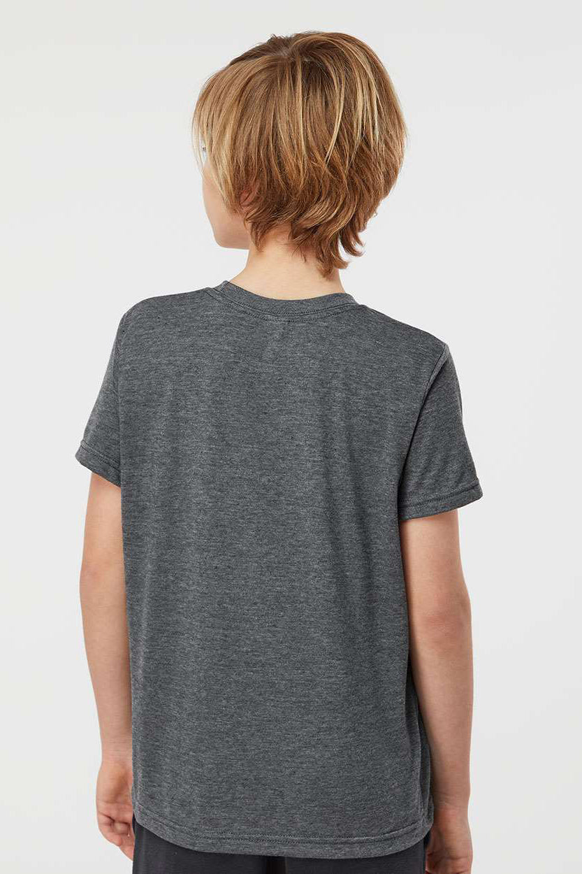 Tultex 265 Youth Poly-Rich Short Sleeve Crewneck T-Shirt Heather Charcoal Grey Model Back