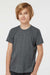 Tultex 265 Youth Poly-Rich Short Sleeve Crewneck T-Shirt Heather Charcoal Grey Model Front