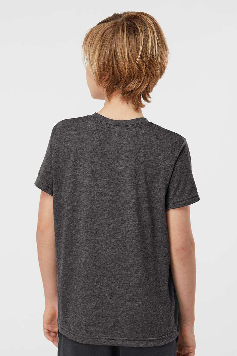 Tultex 265 Youth Poly-Rich Short Sleeve Crewneck T-Shirt Heather Graphite Grey Model Back