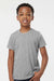 Tultex 265 Youth Poly-Rich Short Sleeve Crewneck T-Shirt Heather Grey Model Front