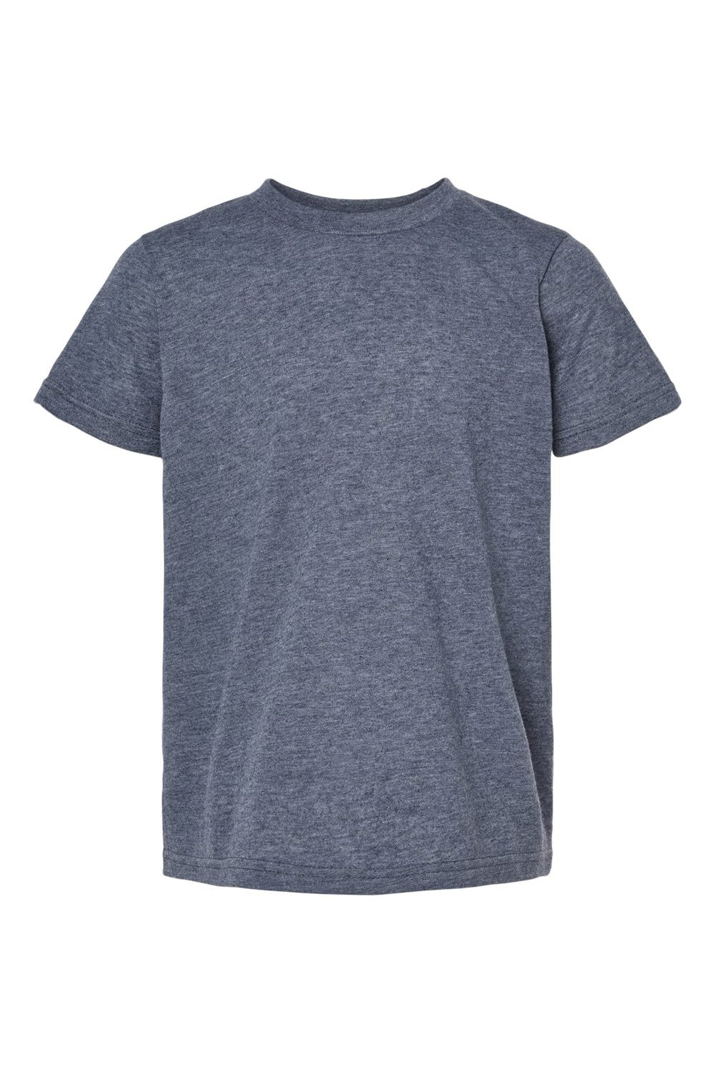 Tultex 265 Youth Poly-Rich Short Sleeve Crewneck T-Shirt Heather Navy Blue Flat Front