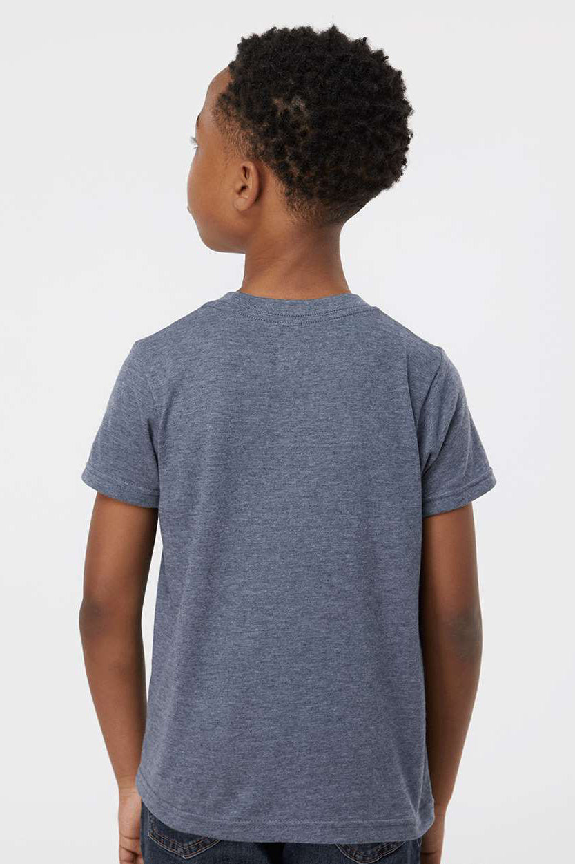 Tultex 265 Youth Poly-Rich Short Sleeve Crewneck T-Shirt Heather Navy Blue Model Back