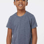 Tultex Youth Poly-Rich Short Sleeve Crewneck T-Shirt - Heather Navy Blue