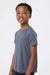 Tultex 265 Youth Poly-Rich Short Sleeve Crewneck T-Shirt Heather Navy Blue Model Side