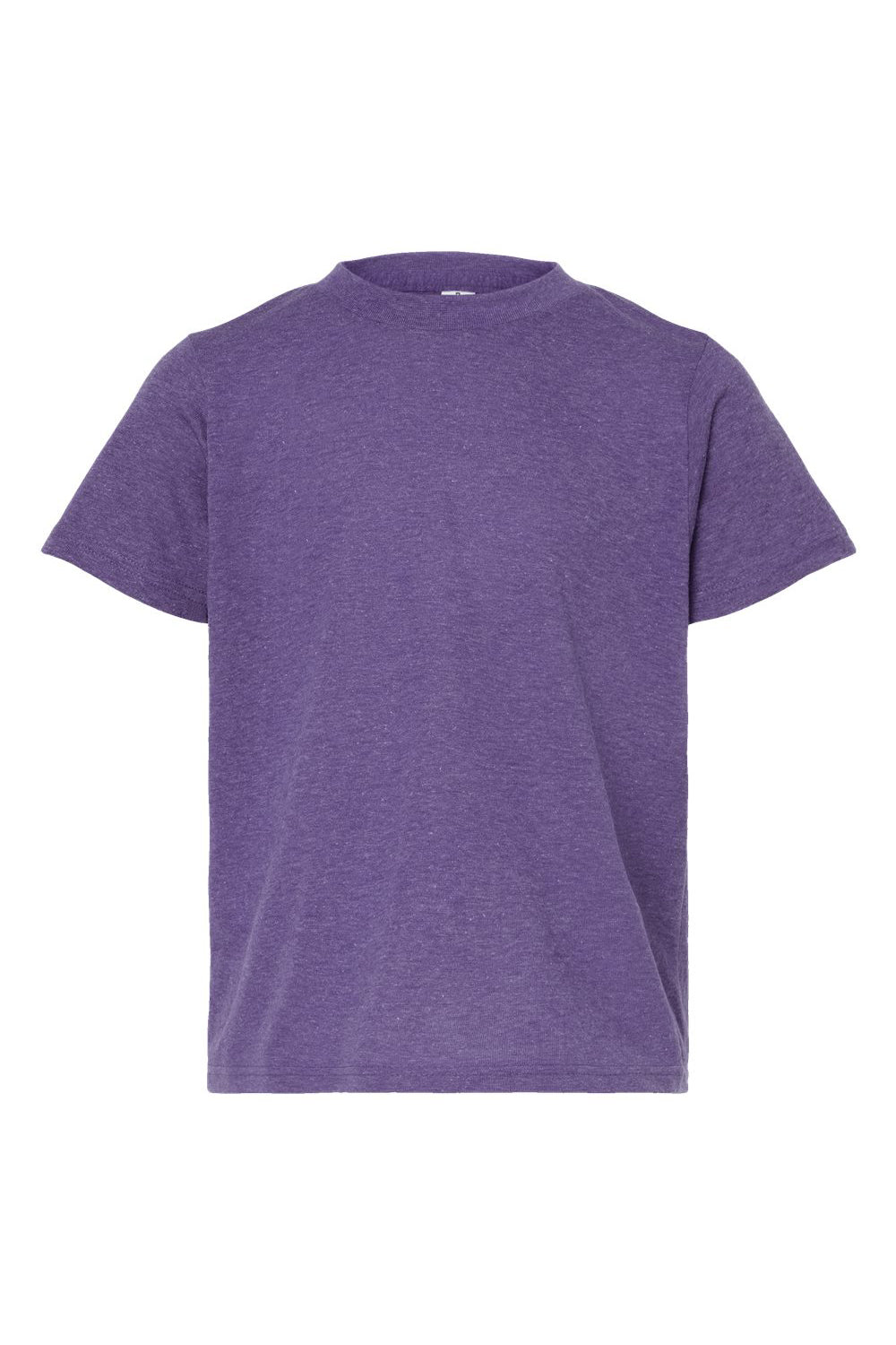Tultex 265 Youth Poly-Rich Short Sleeve Crewneck T-Shirt Heather Purple Flat Front