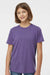 Tultex 265 Youth Poly-Rich Short Sleeve Crewneck T-Shirt Heather Purple Model Front