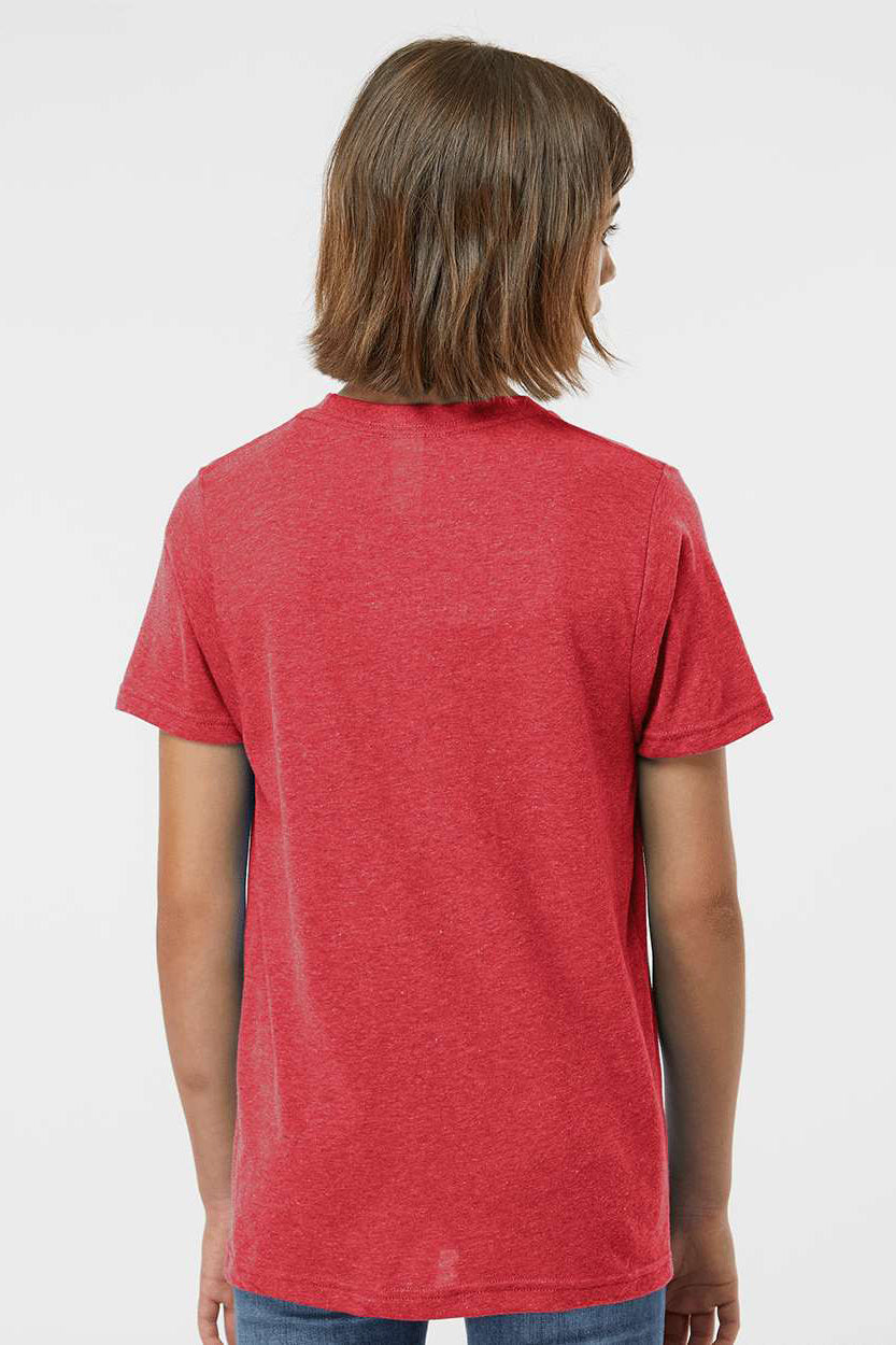 Tultex 265 Youth Poly-Rich Short Sleeve Crewneck T-Shirt Heather Red Model Back
