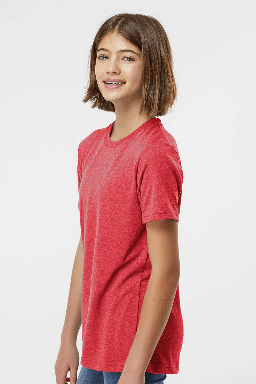 Tultex 265 Youth Poly-Rich Short Sleeve Crewneck T-Shirt Heather Red Model Side