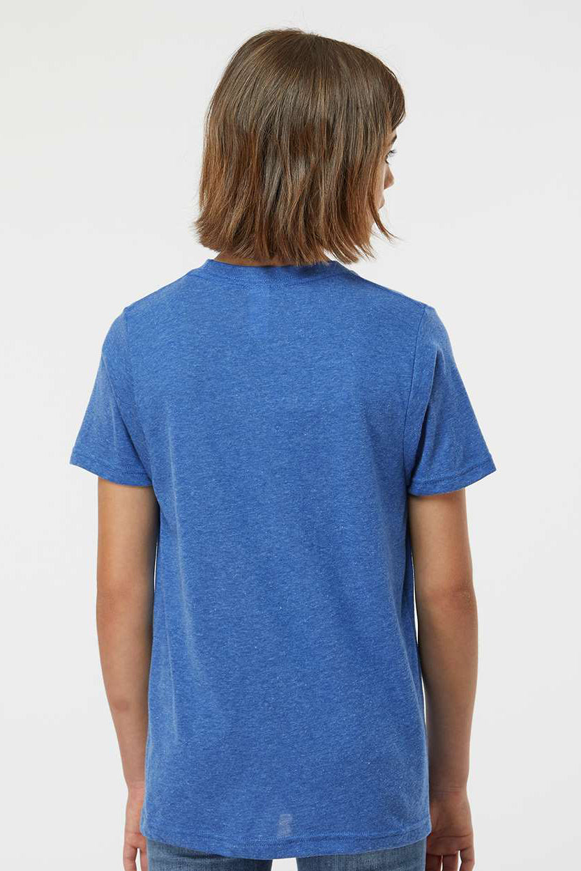 Tultex 265 Youth Poly-Rich Short Sleeve Crewneck T-Shirt Heather Royal Blue Model Back