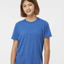 Tultex Youth Poly-Rich Short Sleeve Crewneck T-Shirt - Heather Royal Blue - NEW