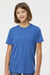Tultex 265 Youth Poly-Rich Short Sleeve Crewneck T-Shirt Heather Royal Blue Model Front