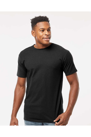 Tultex 290 Mens Jersey Short Sleeve Crewneck T-Shirt Black Model Front