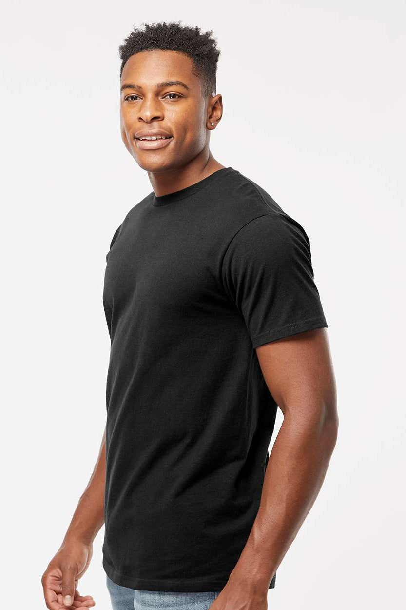 Tultex 290 Mens Jersey Short Sleeve Crewneck T-Shirt Black Model Side