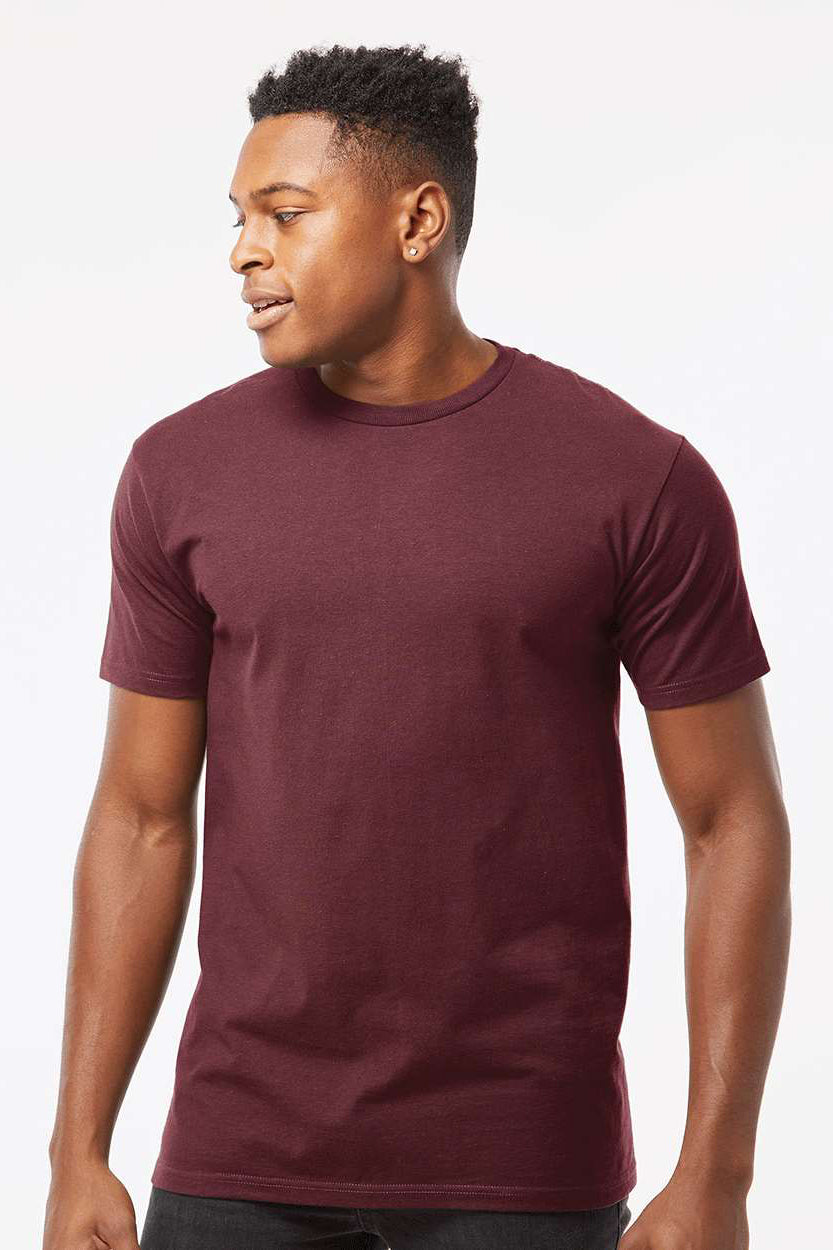 Tultex 290 Mens Jersey Short Sleeve Crewneck T-Shirt Burgundy Model Front