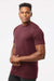Tultex 290 Mens Jersey Short Sleeve Crewneck T-Shirt Burgundy Model Side