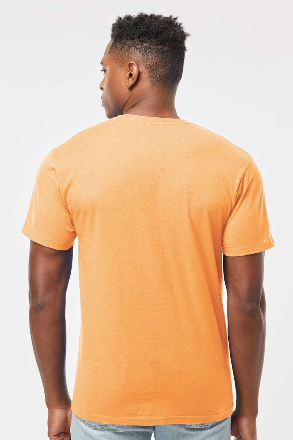 Tultex 290 Mens Jersey Short Sleeve Crewneck T-Shirt Cantaloupe Orange Model Back